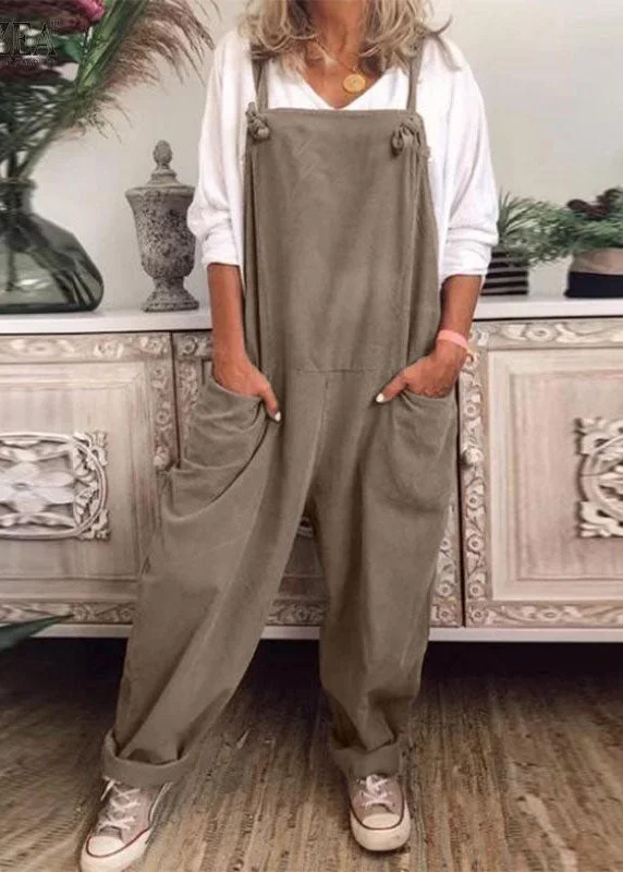 Cozy Khaki Jumpsuits Overalls Women Elegant Clothing