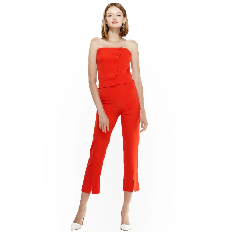 Women's High-Waisted Cropped Pants In Poppy Red Fashion Forward Femme