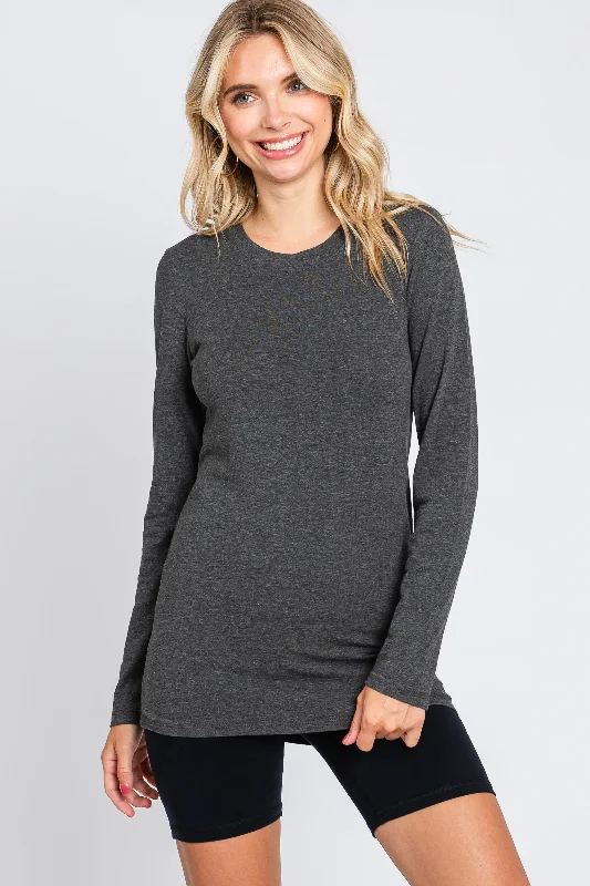 Charcoal Long Sleeve Top Dive Into Trendy Styles