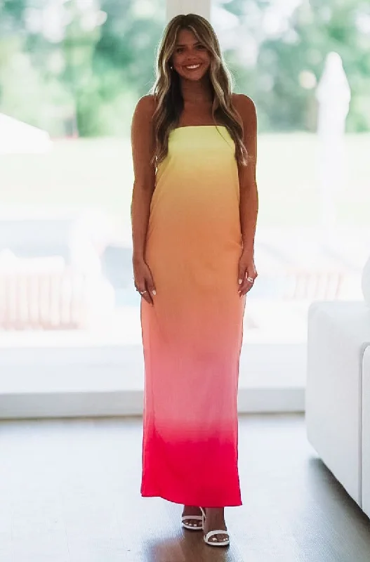 Sunshine of my Love Maxi Dress - Yellow, Pink and Orange Cutting Edge Fashion