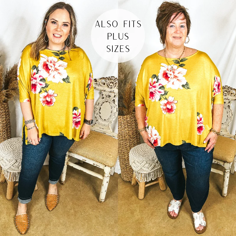 Somewhere Tropical Floral Print Poncho Top in Yellow Latest Trends