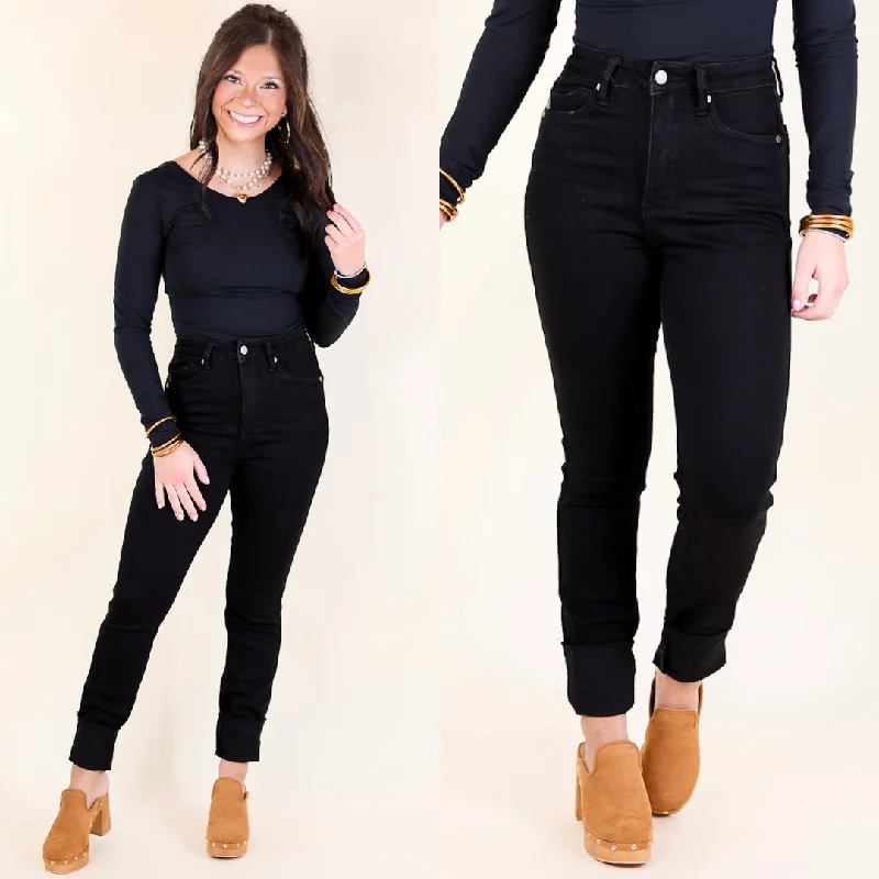 Judy Blue | Versatile Vibes High Waisted Tummy Control Skinny Jeans with Shield Pockets in Black Comfort First Women's Fashion