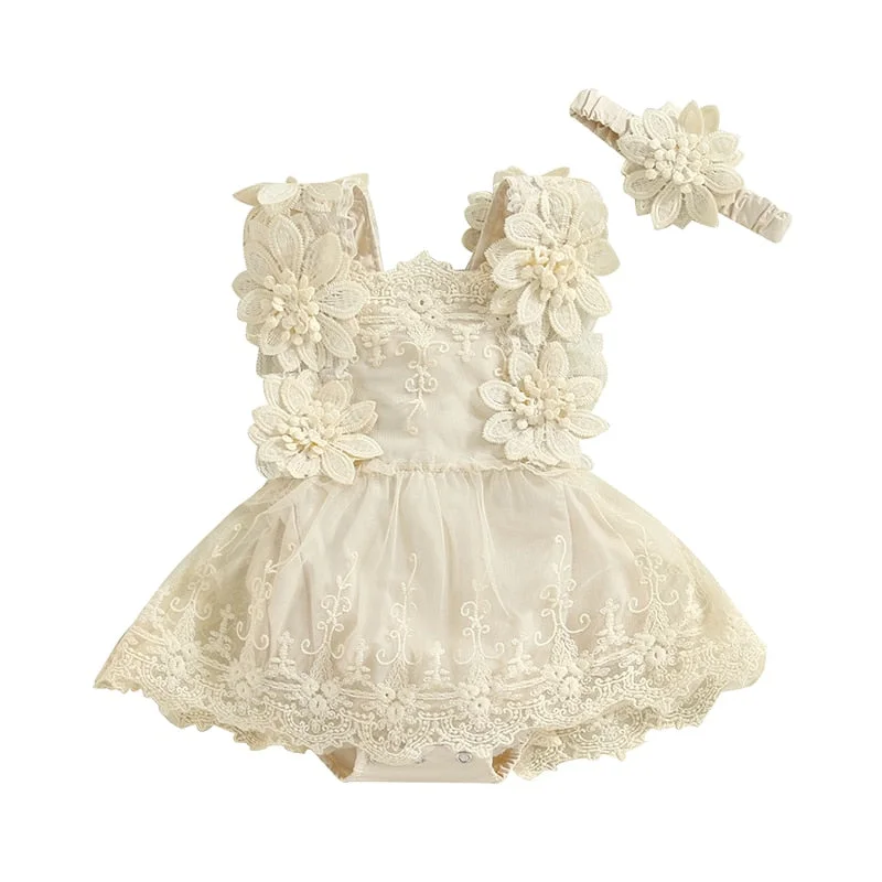 PERSEPHONE Crochet & Lace Romper with Headband Daily Essentials