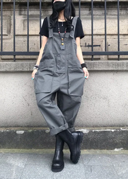 Grey Slash Neck Cozy Solid Jumpsuits Additional Time-Limited Offers