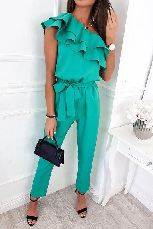 Dancing on Air One Shoulder Ruffle Jumpsuit Pastel Styles