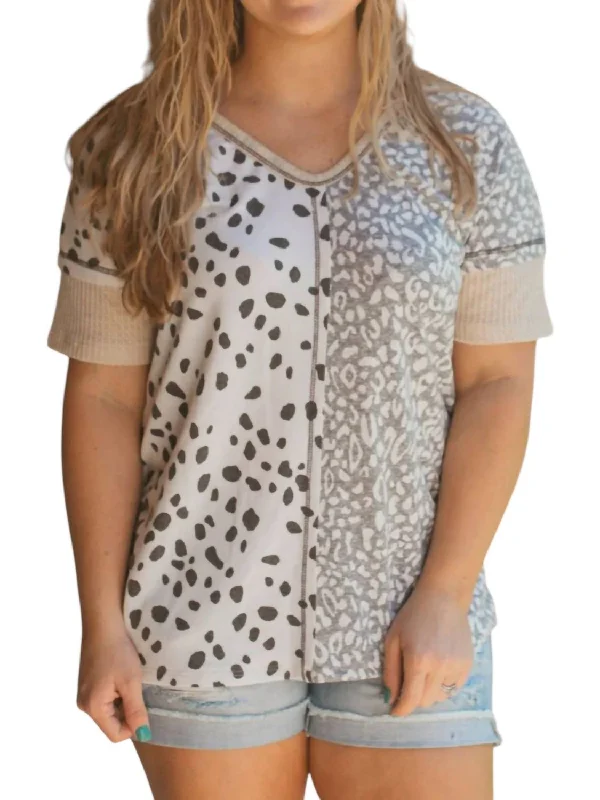 Curvy Contrast Leopard Top In Beige Crazy Discounts, Hurry Up