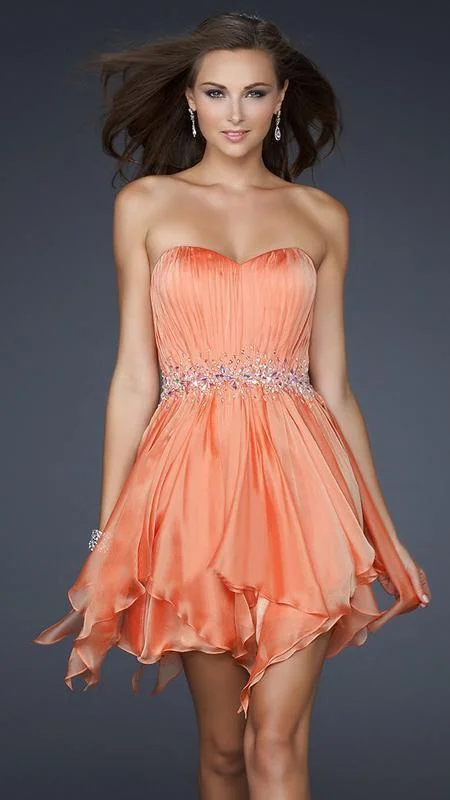 La Femme - 17544 Pleated Sweetheart Beaded Chiffon A-line Dress New Arrivals