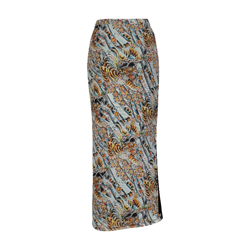 Tiger Print Mesh Maxi Skirt Low Price Special