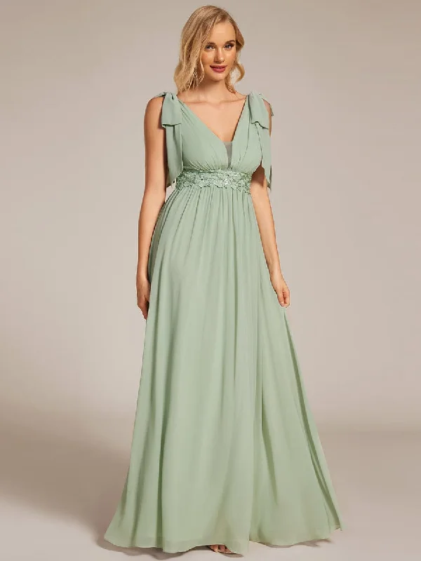 Bow Shoulder Empire Waist Maxi Bridesmaid Dress Trend Driven Wardrobe