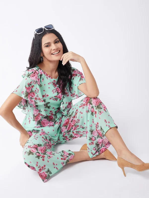 PANNKH Pastel Printed Floral Jumpsuit Seasonal Sale