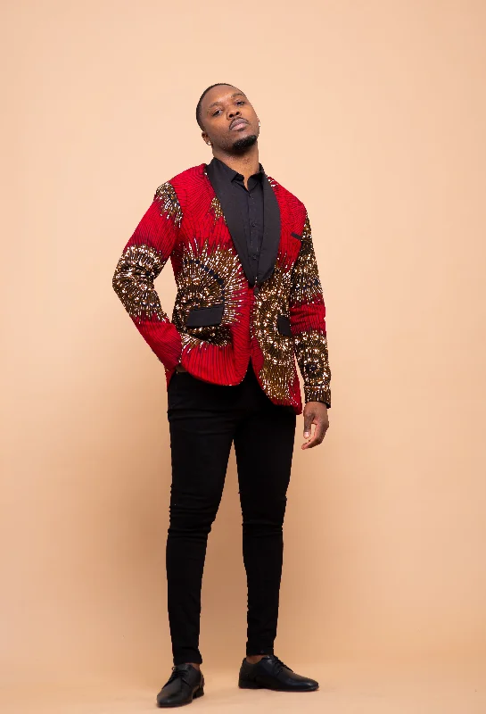 Colton Ankara Men Blazer | Red African Print Effortless Comfort