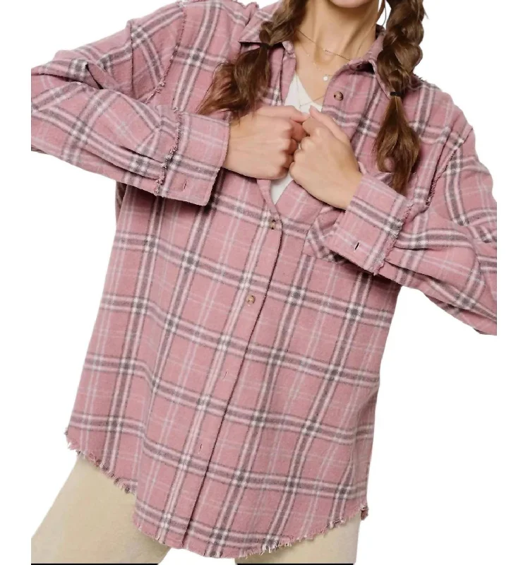 Button-Down Shirt Top In Pink Stylish Savings