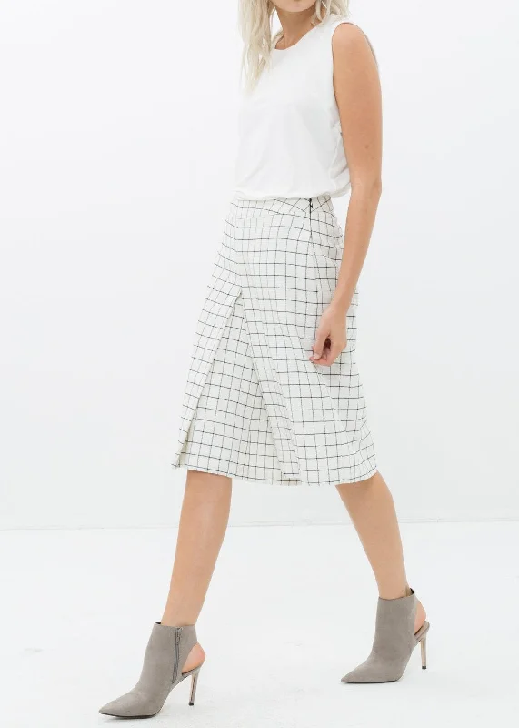 Women's Wide Leg Pants In Square Jacquard Elegant Style