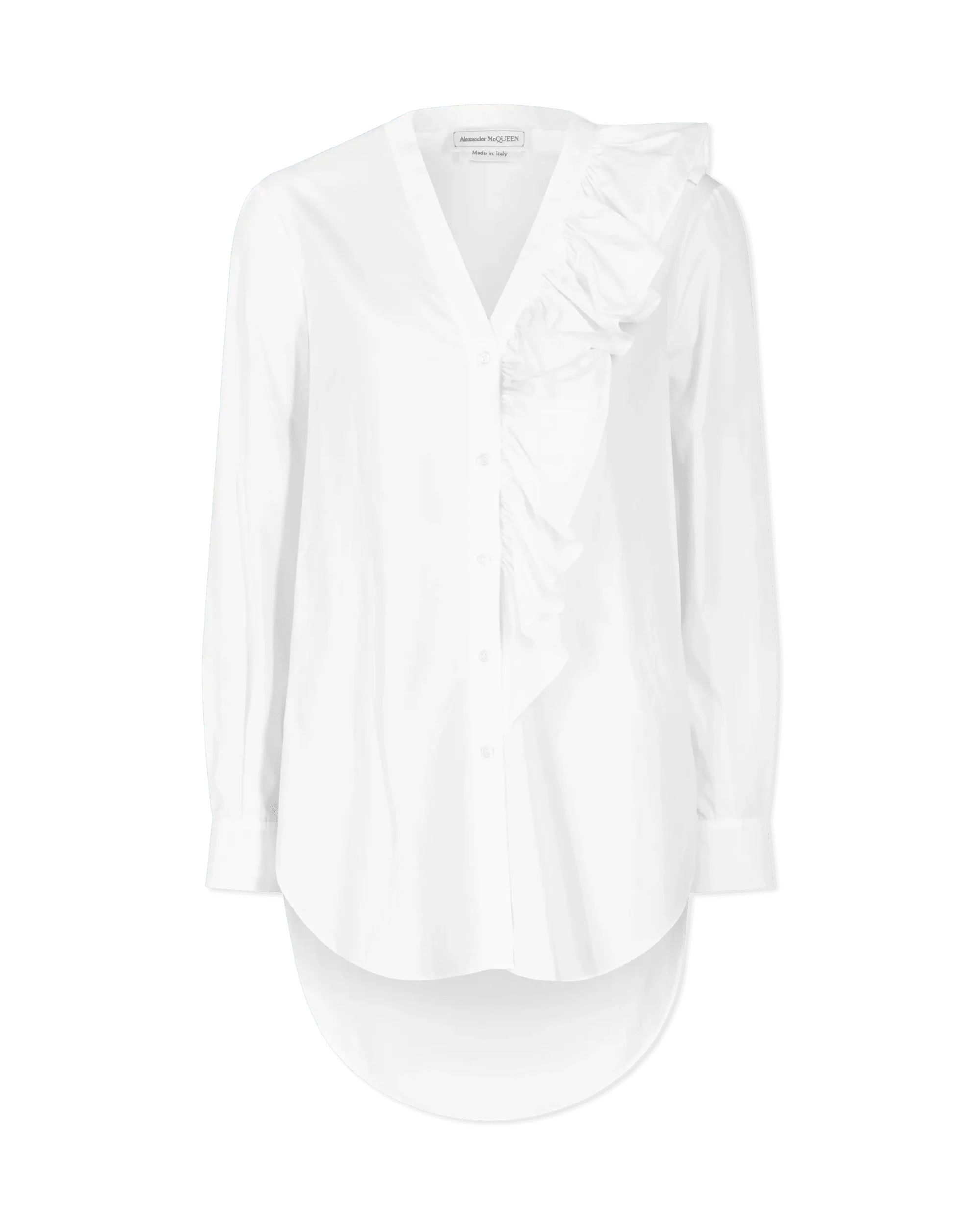 Organic Poplin Asymmetrical Ruffled Shirt Shop Sale Items