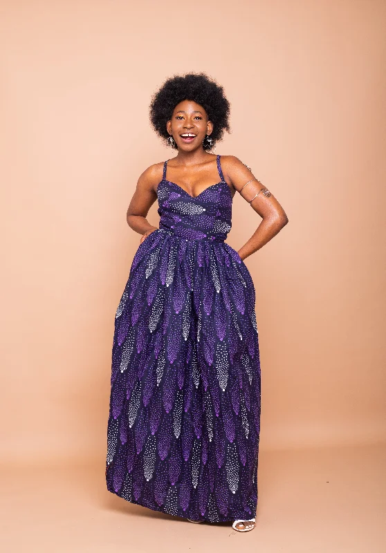 Dara Ankara Maxi Dress | Purple African Print Flash Sale, Don't Miss