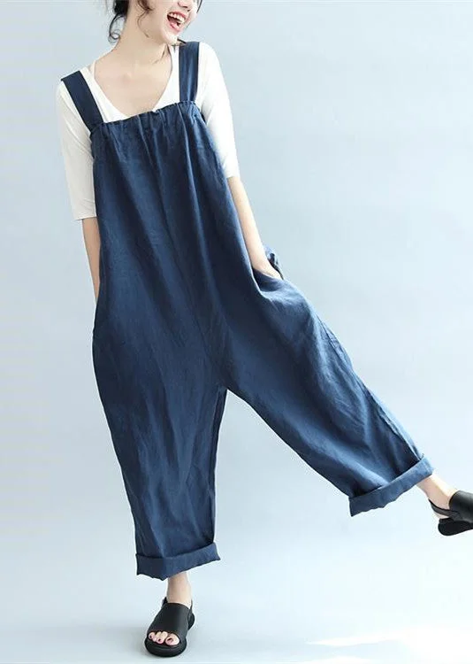 2024 blue casual linen pants oversize stylish jumpsuit pants Exclusive Sale