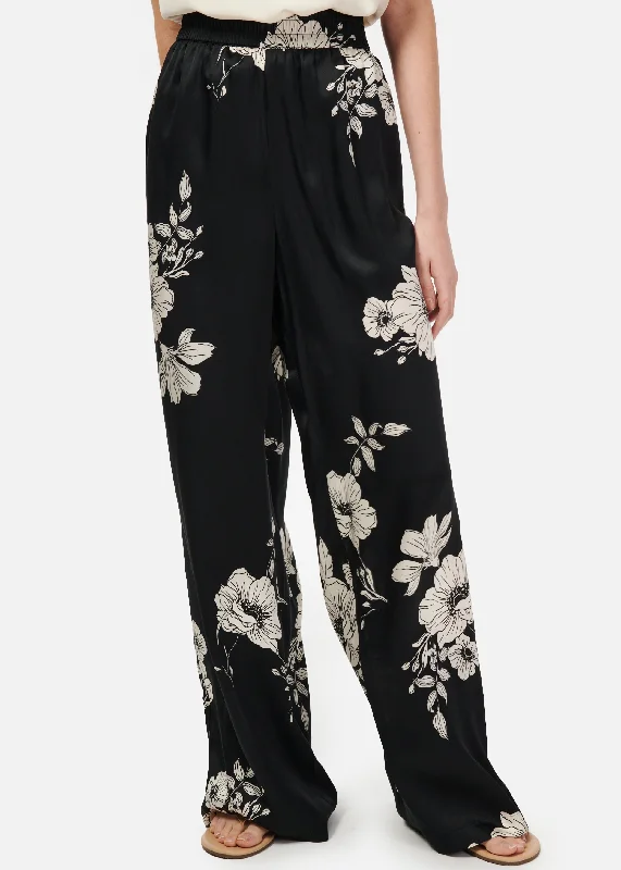 Bleecker Pant Black Botanical Hollywood Glam Award - Show Style