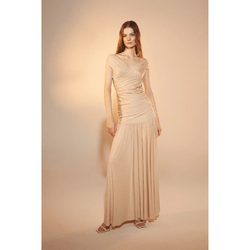 Purley Jersey Long Dress in Cuban Sand Celebrate With Big Savings