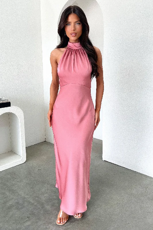 Daphne High Neck Maxi Dress - Rose Classic Appeal