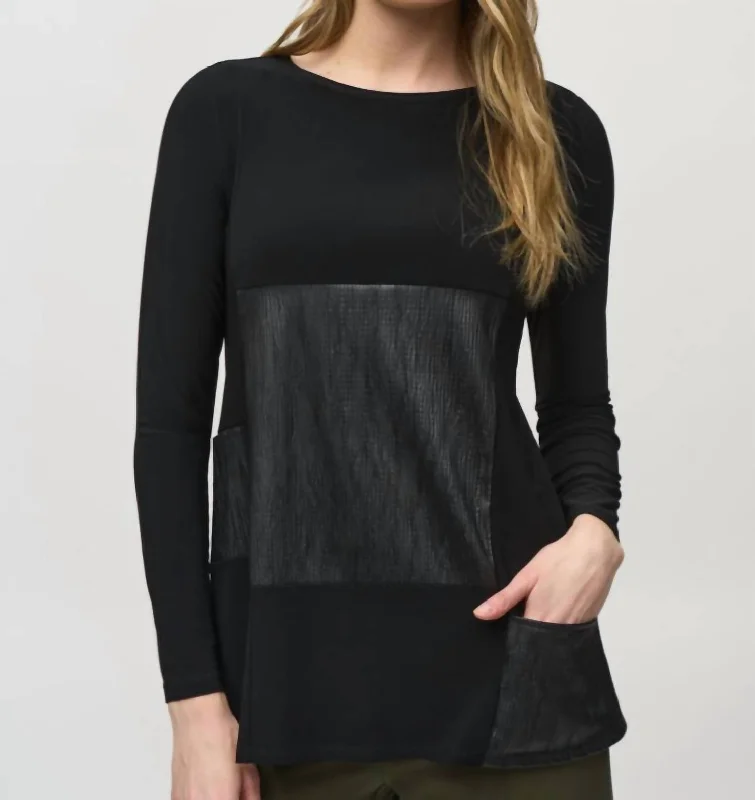 Mesh Long Sleeve Top In Black Fashion Forward Style