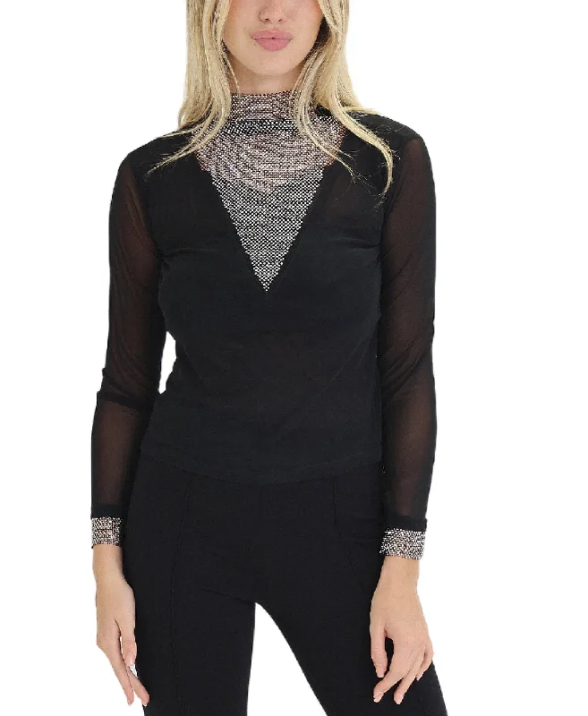 Sheer Mesh Top w/ Rhinestones Exclusive Sale