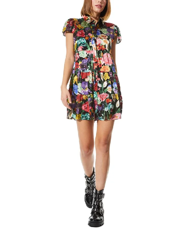 alice + olivia Meeko Tiered Silk-Blend Shirtdress Discount Extravaganza