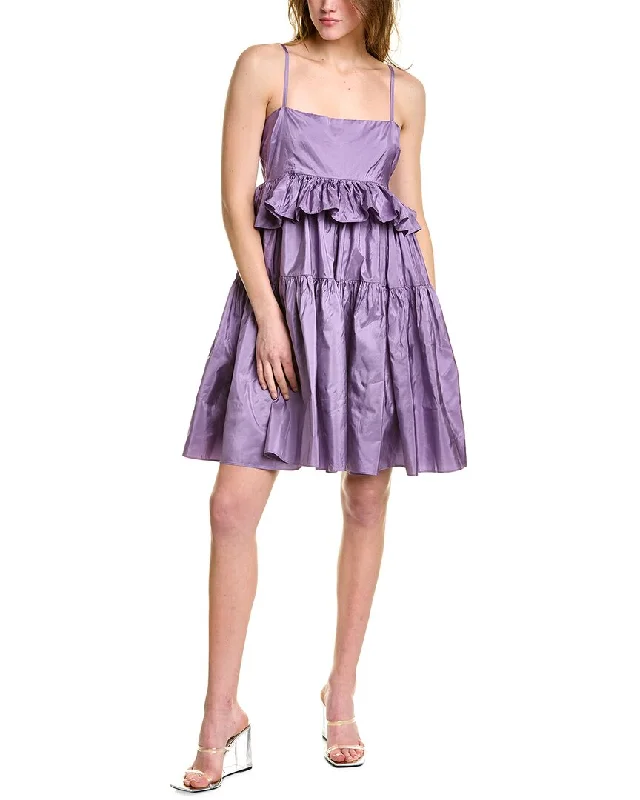 Cynthia Rowley Taffeta Silk Babydoll Dress Trendy Street Style Attire