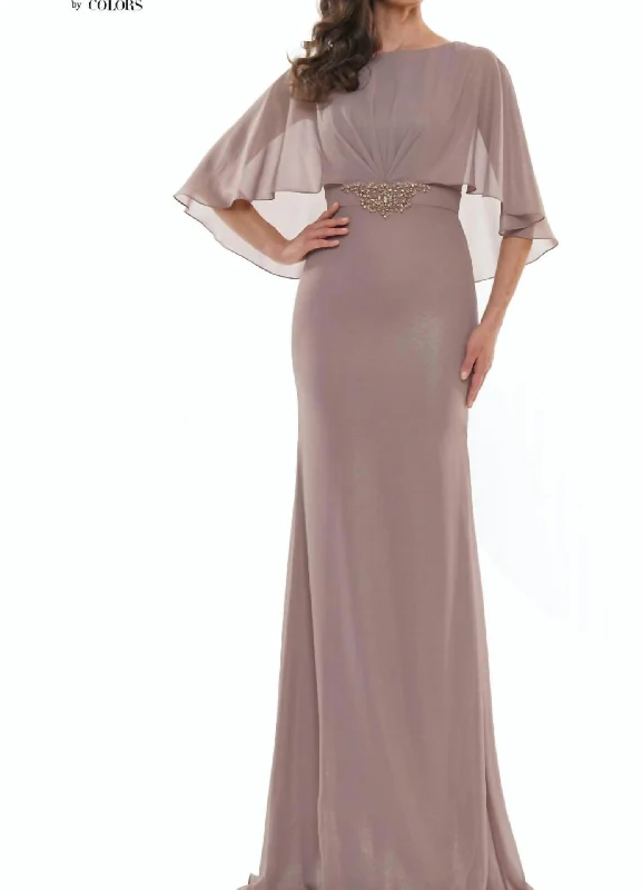 Evening Gown in Taupe High End Designer Brands Discount