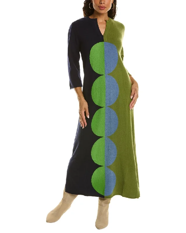 Frances Valentine Cozy Abstract Circles Wool-Blend Maxi Dress Spring Fashion