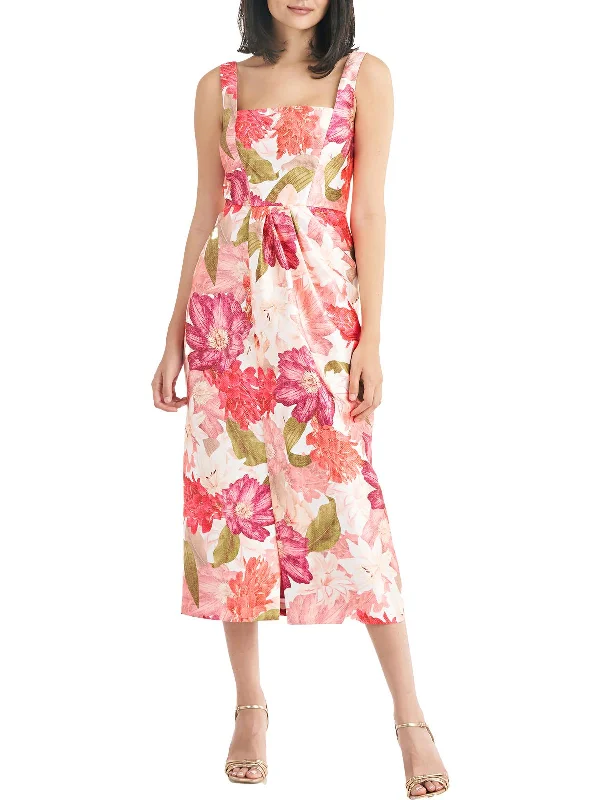 Frankie Womens Floral Calf Midi Dress Absurdly Cheap Sale