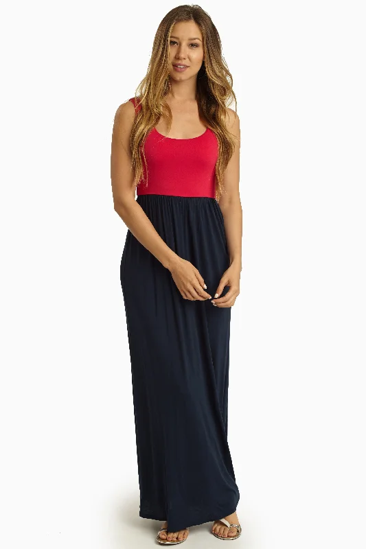 Fuchsia Navy Colorblock Maxi Dress Fashionista Favorites