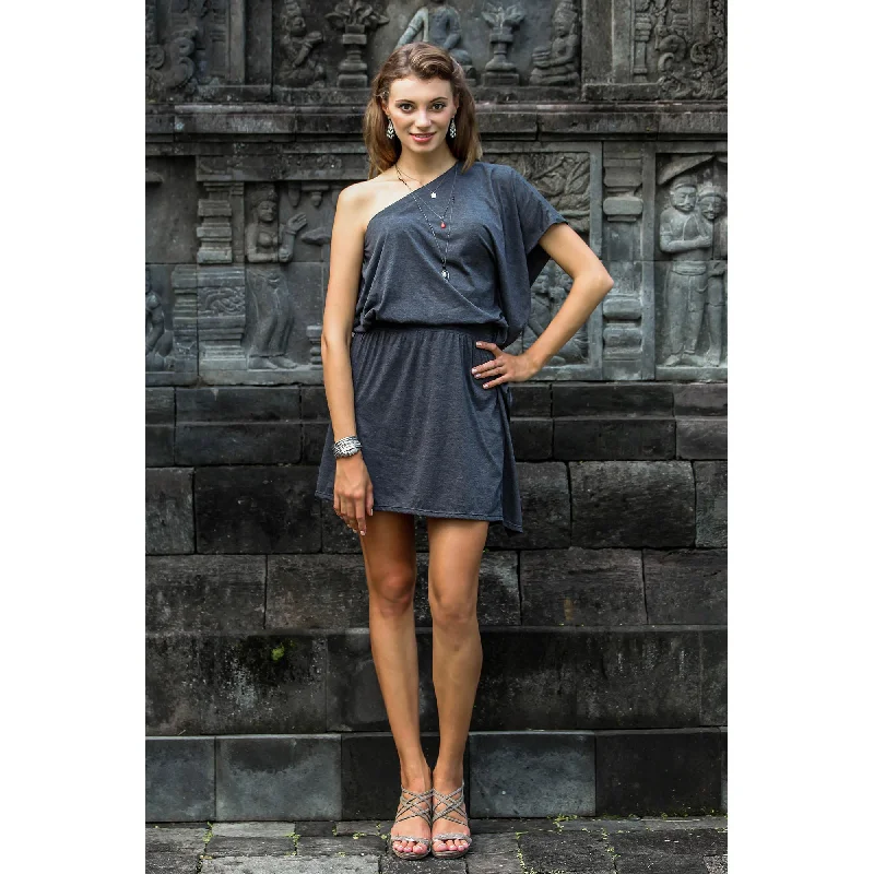 Graphite Grey Starlet One-Shoulder Dress Trendy Threads