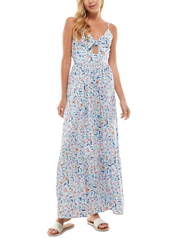 Juniors Womens Floral Smocked Maxi Dress Top Deals