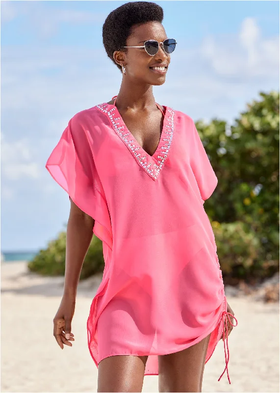 Adjustable Jeweled Tunic - Sunset Pink Sophisticated Outfits