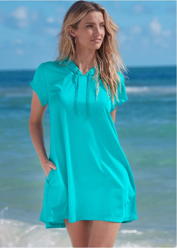 Hoodie Dress Cover-Up - Aqua Reef Urban Sophistication