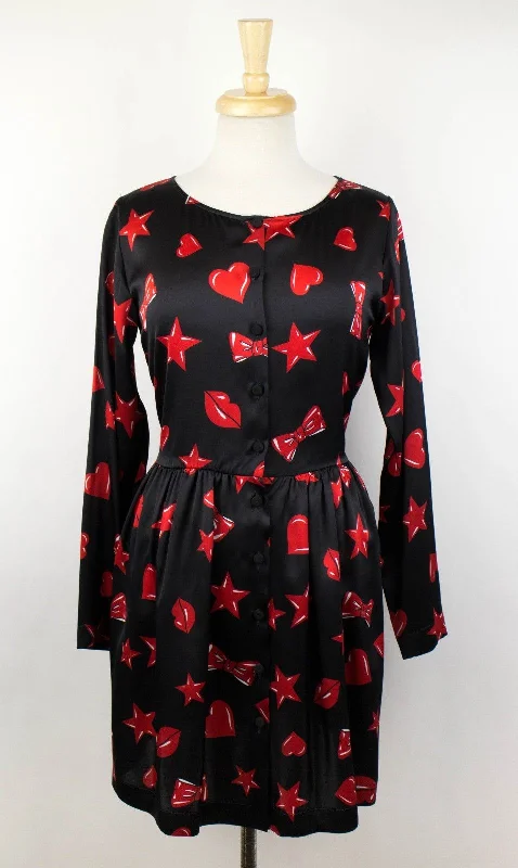 MOSCHINO COUTURE X JEREMY SCOTT Women's 'Stars Hearts Bow Ties' Dress Eclectic Style Wardrobe