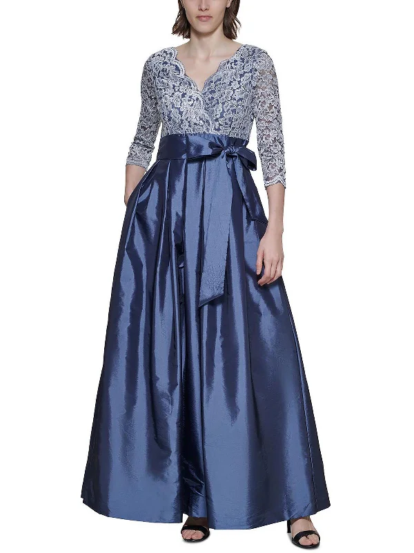 Petites Womens Lace Satin Evening Dress Odd Size Clearance Sale