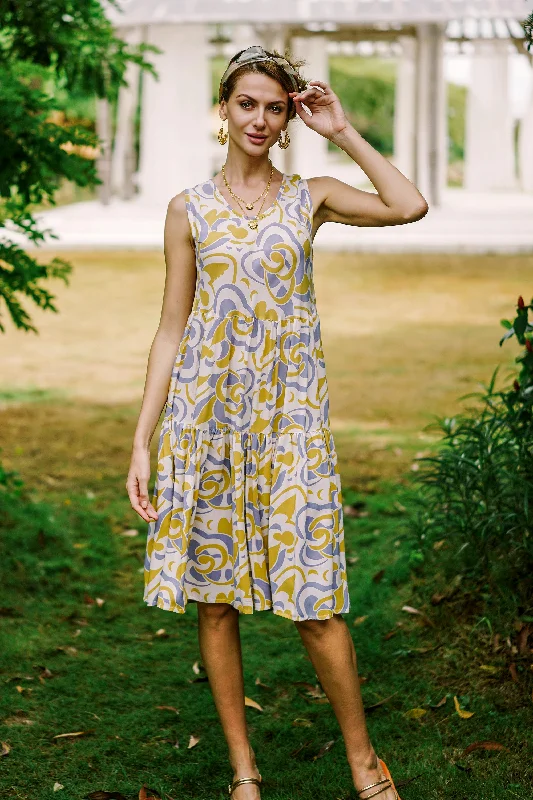 Spring Leaves Screen Printed Rayon Sundress from Bali Stylish Savings