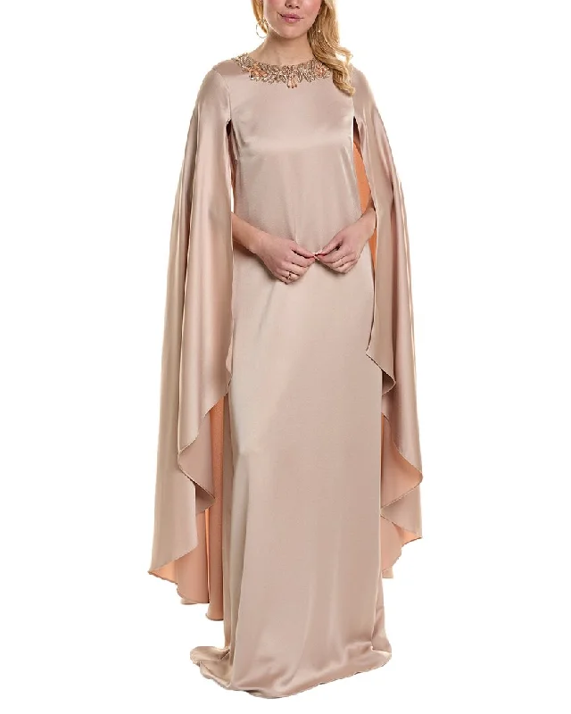 Teri Jon by Rickie Freeman Cape Sleeve Gown Pastel Styles