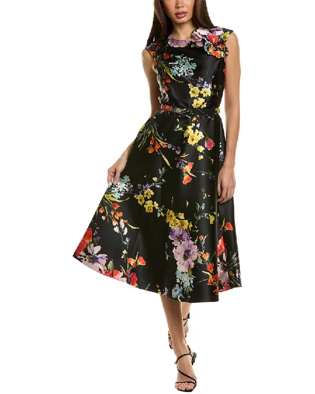 Teri Jon by Rickie Freeman Floral Midi Dress Winter Warm - Up Sale