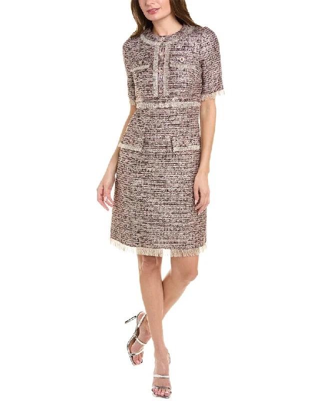 Teri Jon by Rickie Freeman Metallic Tweed Wool-Blend Sheath Dress Weekend Special