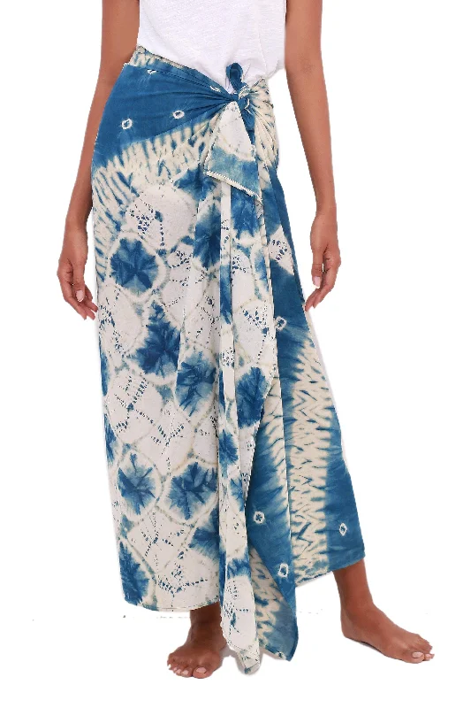 Toya Segara Bliss Wave Motif Tie-Dyed Rayon Sarong from Java Special Offer For You