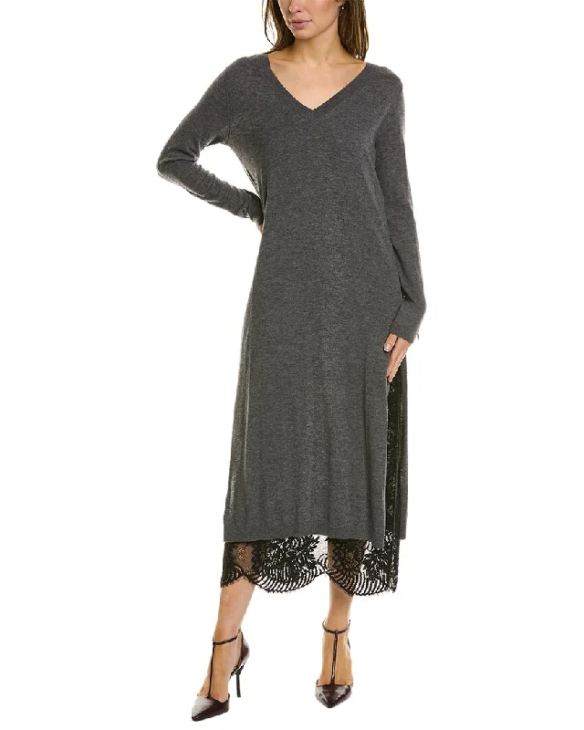 TWINSET V-Neck Wool & Cashmere-Blend Sweaterdress Romantic Flair