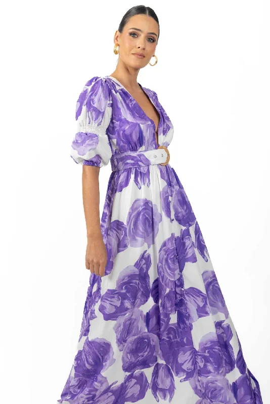 Verona Maxi Women's Floral Dress Lilac Clearance Sale, All Cheap