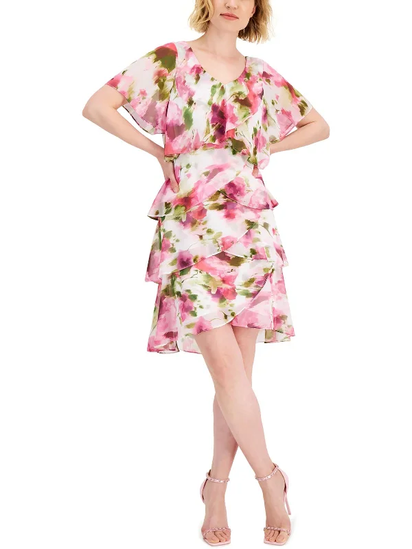 Womens Chiffon Floral Cocktail and Party Dress Luxe Women's Apparel