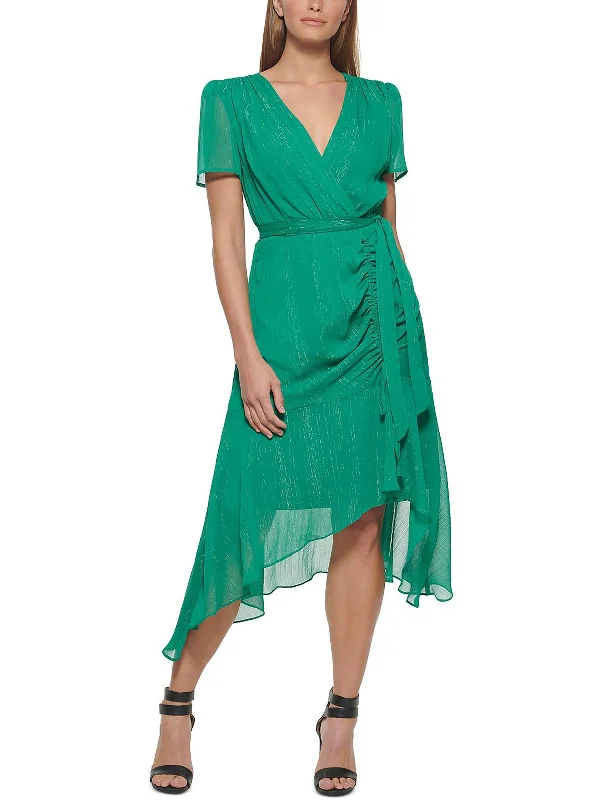 Womens Chiffon Ruched Midi Dress Style Without Limits