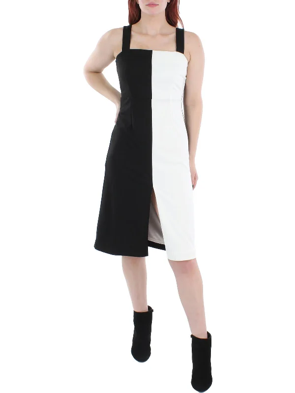 Womens Colorblock Knee-Length Midi Dress Holiday Attire Sale