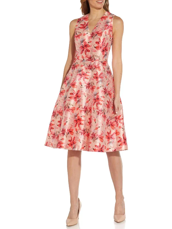 Womens Floral Print Knee-Length Fit & Flare Dress Wardrobe Update