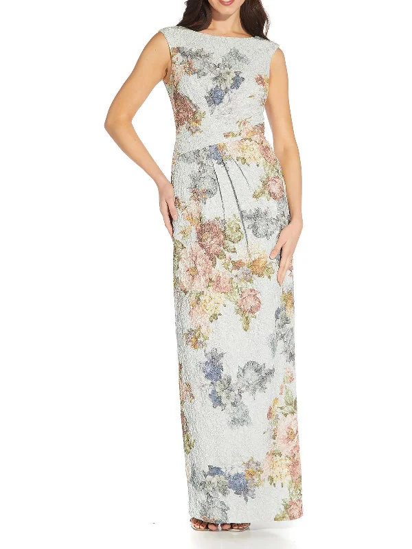 Womens Floral Print Maxi Cocktail and Party Dress Elegant Style