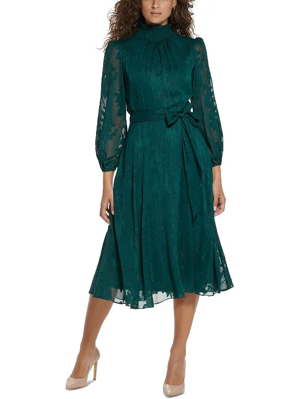 Womens Jacquard Smocked Midi Dress Quality Wear